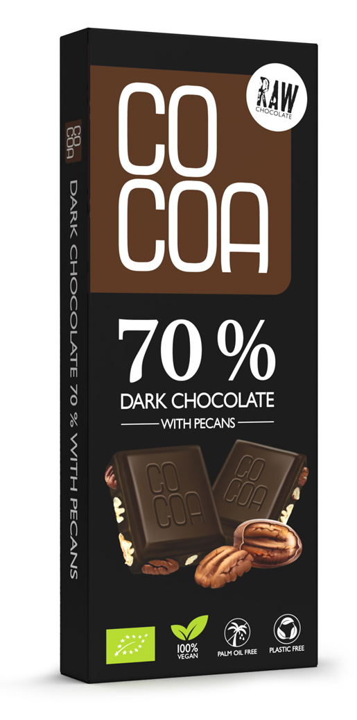 Czekolada ciemna 70 % z orzechami pekan BIO 40 g — Cocoa