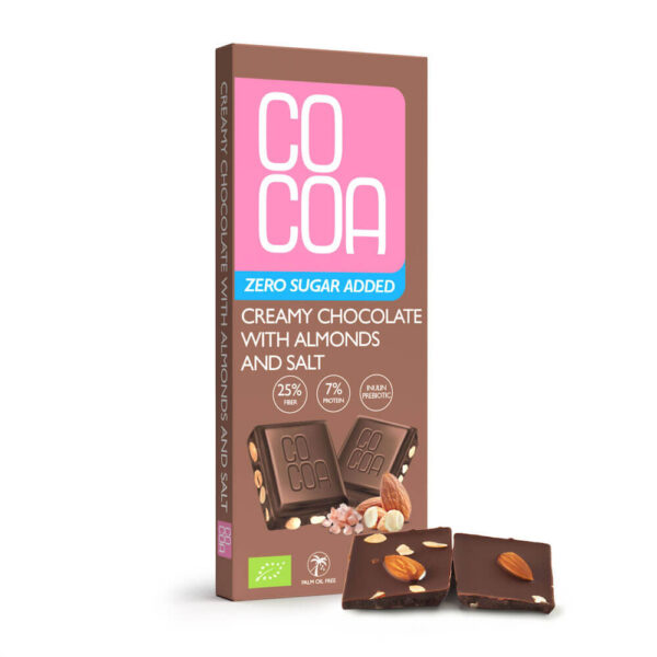 Czekolada creamy z migdałami i solą bez dodatku cukrów BIO 40 g — Cocoa