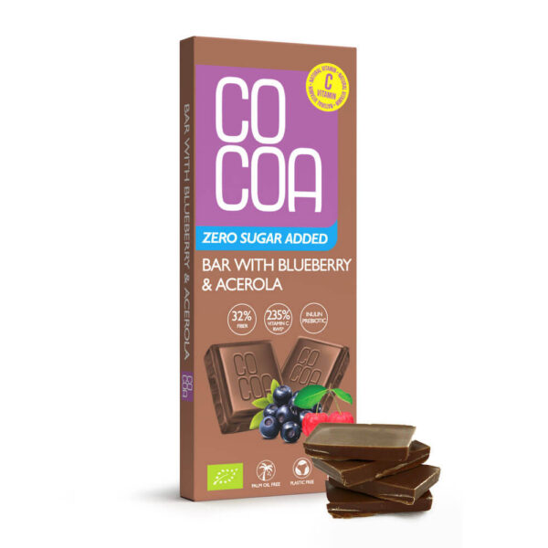 Czekolada jagodowa z witaminą C z aceroli bez dodatku cukrów BIO 40 g — Cocoa