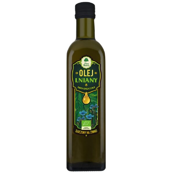 Olej lniany tłoczony na zimno BIO 250 ml — Dary Natury