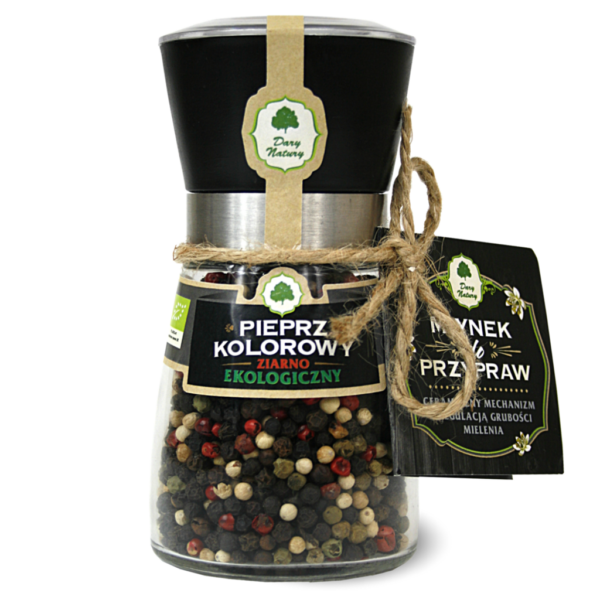 Pieprz kolorowy ziarnisty w młynku BIO 80 g — Dary Natury