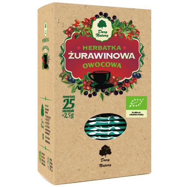 Herbatka żurawinowo-owocowa BIO (25 x 2,5 g) 62,5 g — Dary Natury