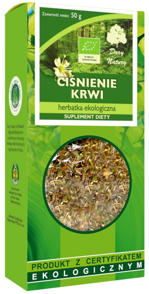 Herbatka ziołowa z głogiem, dziką różą, serdecznikiem i kozłkiem BIO 50 g — Dary Natury