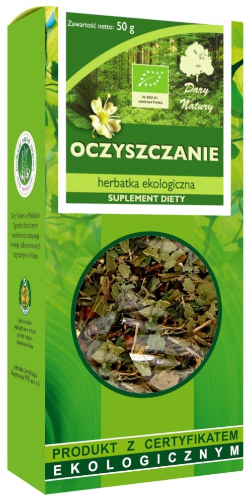 Herbatka ziołowa z pokrzywą, perzem, brzozą i liściem borówki BIO 50 g — Dary Natury