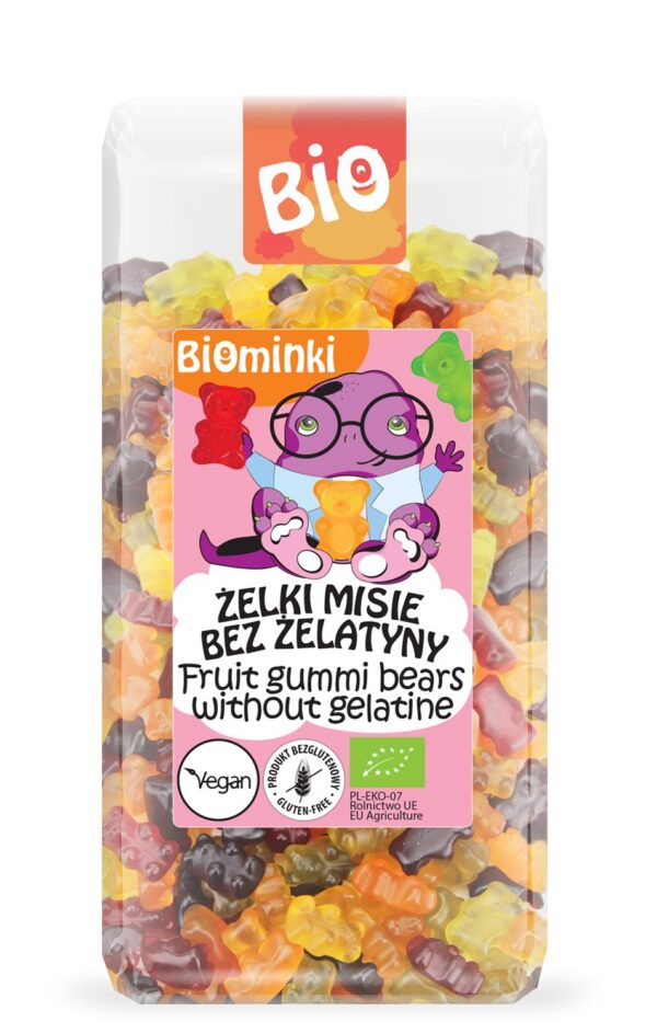 Żelki misie bez żelatyny bezglutenowe BIO 400 g — Biominki