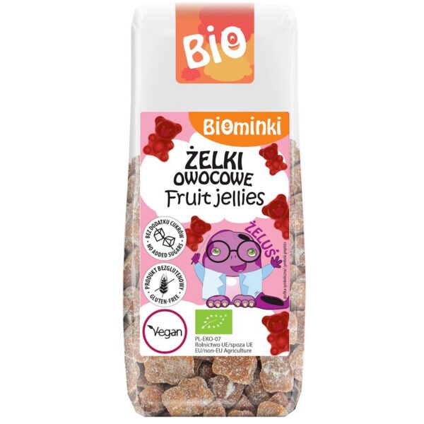 Żelki owocowe bez dodatku cukrów bezglutenowe BIO 75 g — Biominki
