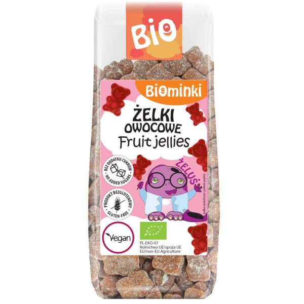 Żelki owocowe bez dodatku cukrów bezglutenowe BIO 150 g — Biominki