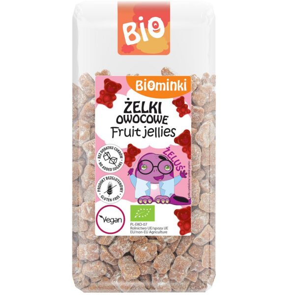 Żelki owocowe bez dodatku cukrów bezglutenowe BIO 400 g — Biominki