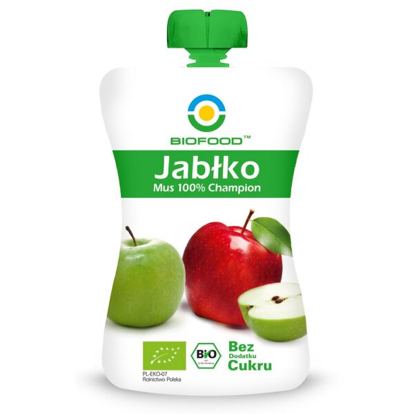 Mus jabłkowy 100 % Champion bez dodatku cukrów bezglutenowy BIO 200 g — Biofood