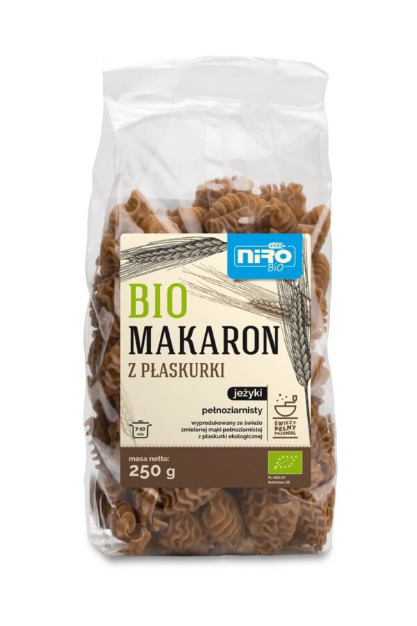 Makaron (z płaskurki razowy) jeżyki BIO 250 g — Niro