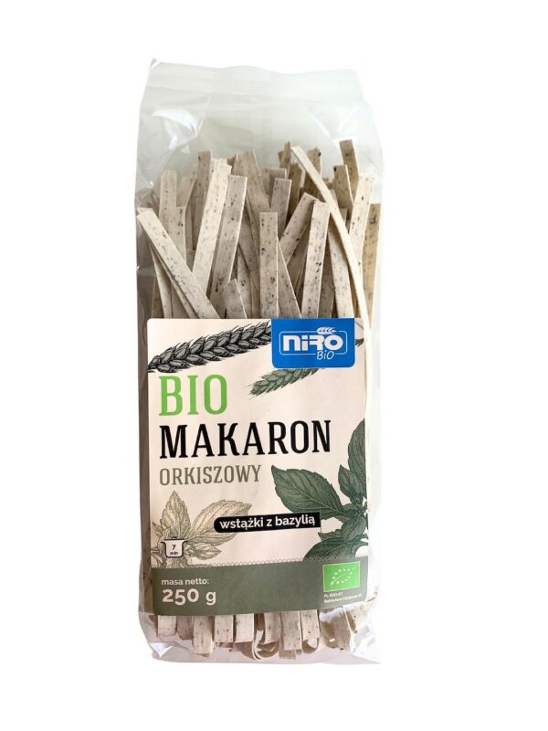 Makaron (orkiszowy z bazylią) wstążki BIO 250 g — Niro