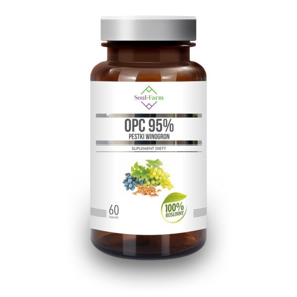 Pestki winogron ekstrakt 95 % OPC (450 mg) 60 kapsułek — Soul Farm
