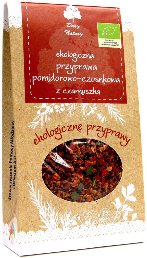Przyprawa pomidorowo-czosnkowa z czarnuszką BIO 40 g — Dary Natury