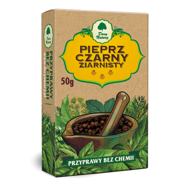 Pieprz czarny ziarnisty 50 g — Dary Natury