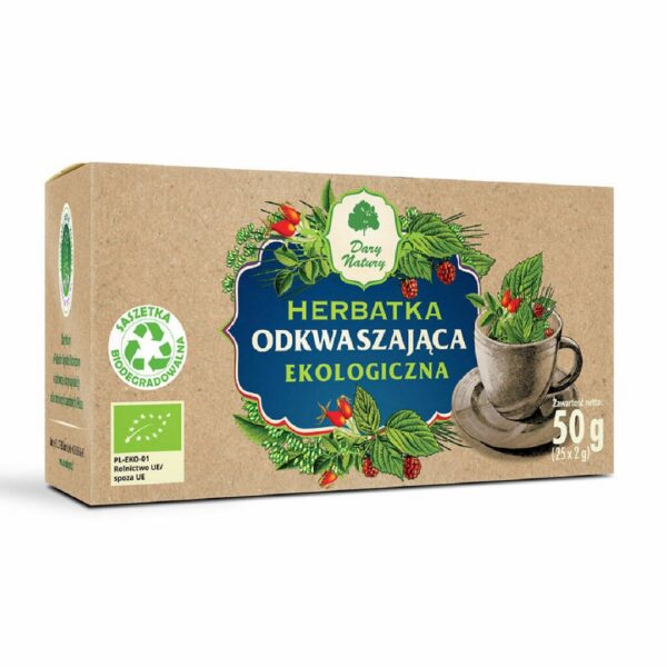 Herbatka ziołowa z dziką różą, podagrycznikiem, pokrzywą i lukrecją w saszetkach (25 × 2 g) BIO 50 g — Dary Natury