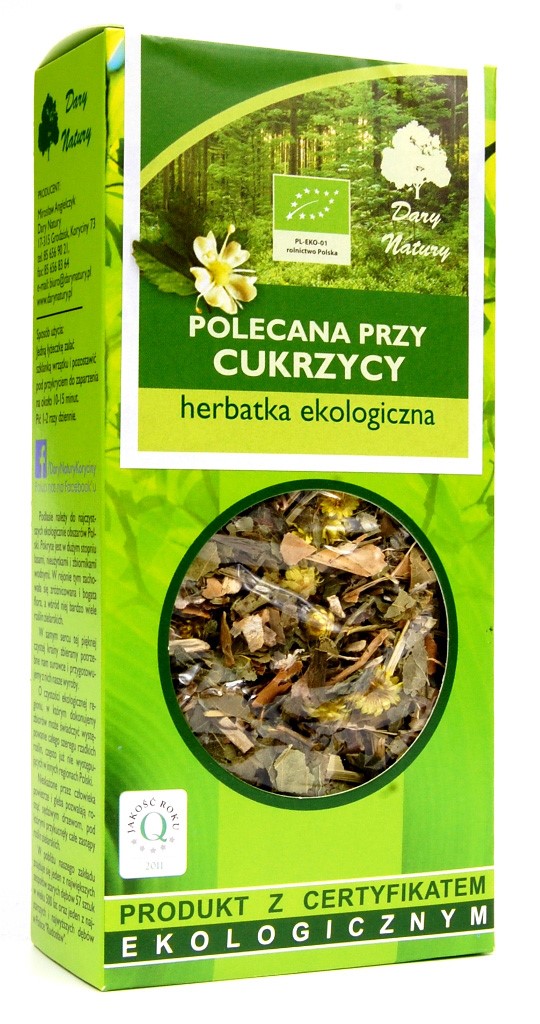 Herbatka ziołowa z liściem borówki, brzozą, cykorią i rutwicą BIO 50 g — Dary Natury