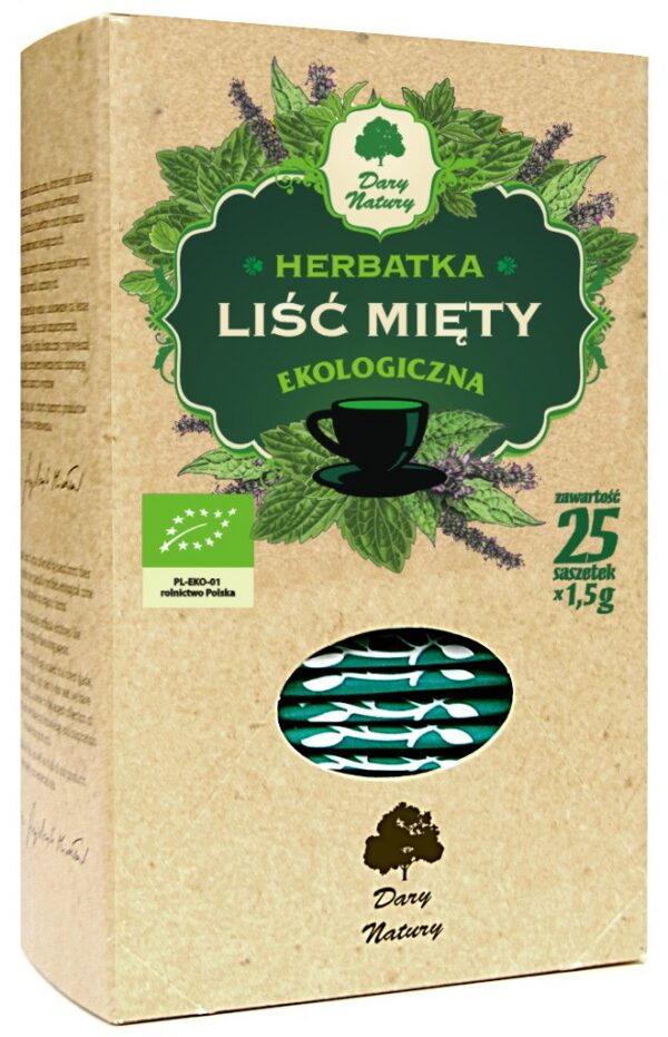 Herbatka liść mięty BIO (25 x 1,5 g) 37,5 g — Dary Natury