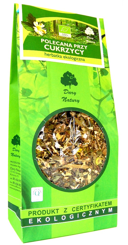 Herbatka ziołowa z liściem borówki, brzozą, cykorią i rutwicą BIO 150 g — Dary Natury