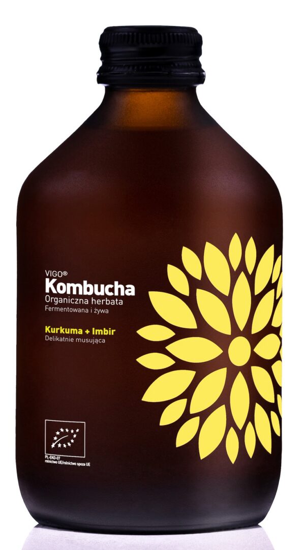 Kombucha z kurkumą i imbirem bezglutenowa BIO 330 ml — Vigo