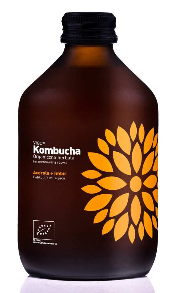 Kombucha z acerolą i imbirem bezglutenowa BIO 330 ml — Vigo