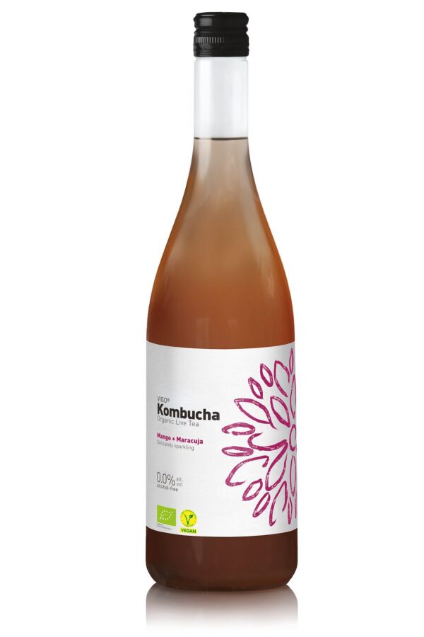 Kombucha z mango i marakują bezglutenowa BIO 750 ml — Vigo