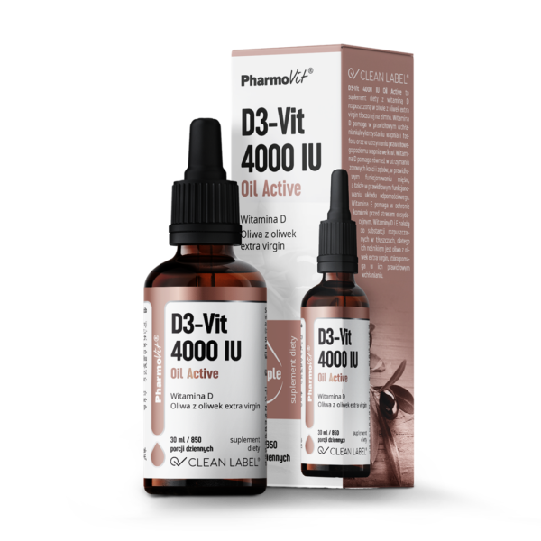 Witamina D3 w kroplach 100 mcg (4000 j.m) bezglutenowa 30 ml — Pharmovit