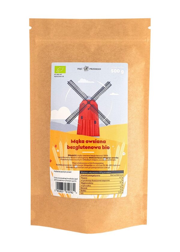 Mąka owsiana bezglutenowa BIO 500 g — Pięć Przemian