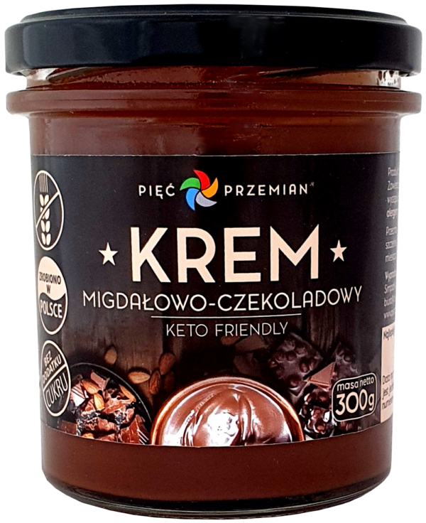 Krem migdałowo-czekoladowy bez dodatku cukrów bezglutenowy keto 300 g — Pięć Przemian