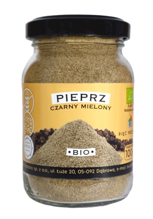 Pieprz czarny mielony bezglutenowy BIO 100 g — Pięć Przemian