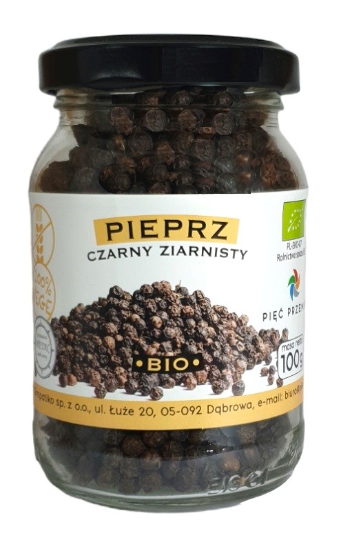 Pieprz czarny ziarnisty bezglutenowy BIO 100 g — Pięć Przemian