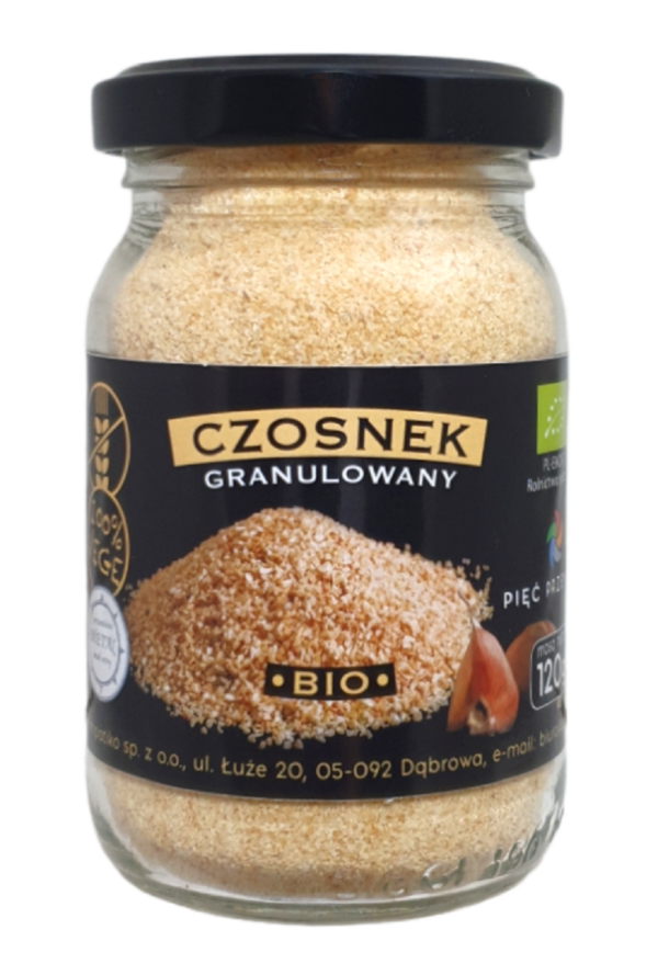 Czosnek granulowany bezglutenowy BIO 120 g — Pięć Przemian