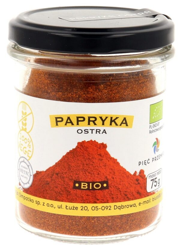 Papryka ostra mielona bezglutenowa BIO 75 g — Pięć Przemian