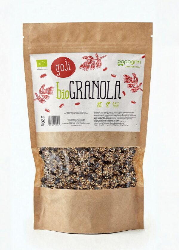 Granola z goji bez dodatku cukrów bezglutenowa BIO 320 g — Papagrin