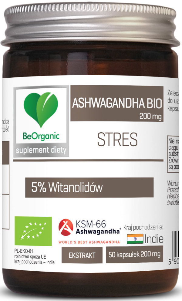 Ashwagandha ekstrakt BIO (200 mg) 50 kapsułek — Be Organic