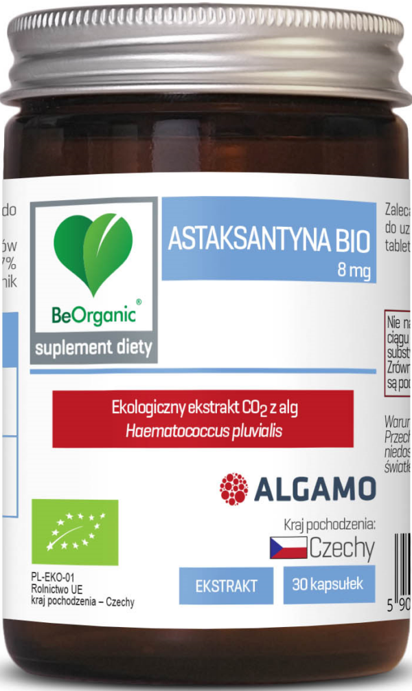 Astaksantyna ekstrakt BIO (8 mg) 30 kapsułek — Be Organic