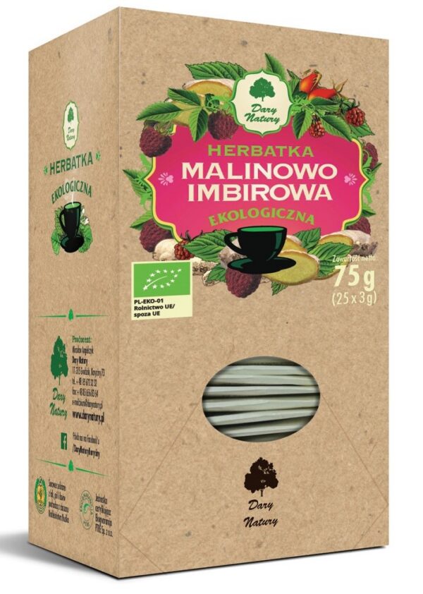 Herbatka malinowo-imbirowa BIO (25 x 3 g) 75 g — Dary Natury