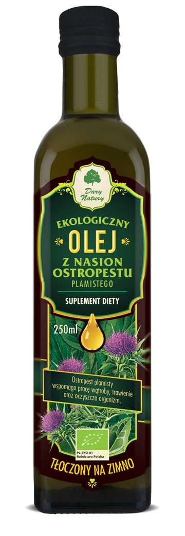 Olej z ostropestu plamistego tłoczony na zimno BIO 250 ml — Dary Natury