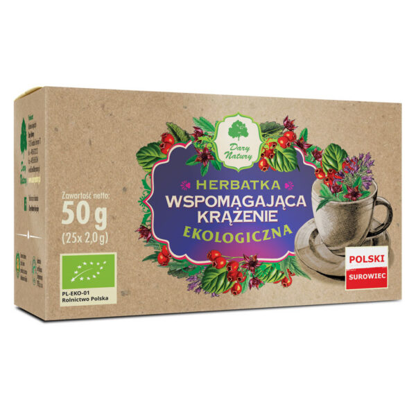 Herbatka ziołowa z głogiem, owsem, gryką i serdecznikiem w saszetkach (25 × 2 g) BIO 50 g — Dary Natury