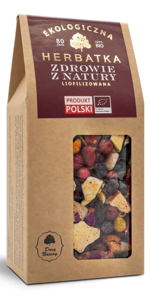 Herbatka liofilizowana owocowa z różą i borówką BIO 80 g — Dary Natury