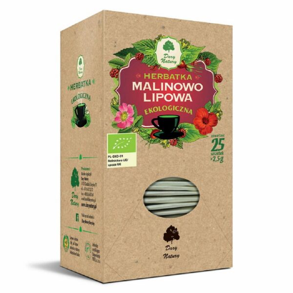 Herbatka malinowo-lipowa BIO (25 x 2,5 g) 62,5 g — Dary Natury