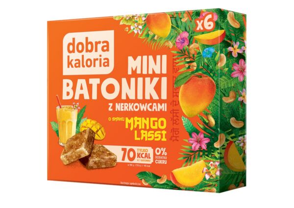 Batoniki mini z nerkowców o smaku mango lassi bez dodatku cukrów (6 x 17 g) 102 g — Dobra Kaloria