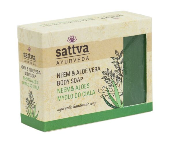 Mydło w kostce do ciała neem i aloes 125 g — Sattva