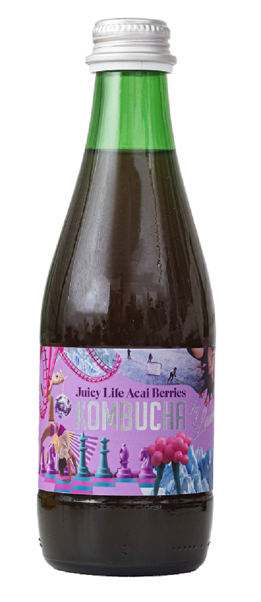 Kombucha o smaku jagód acai (Juicy Life Acai Berries) BIO 330 ml — Kombucha By Laurent