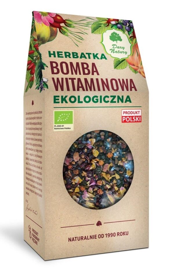 Herbatka owocowa z dziką różą, jabłkiem, tarniną i berberysem BIO 200 g — Dary Natury