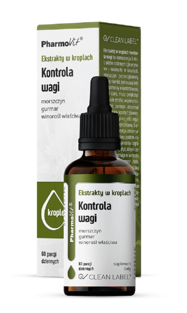 Ekstrakty w kroplach z morszczynu pęcherzykowatego, gurmaru i winorośli 30 ml — Pharmovit