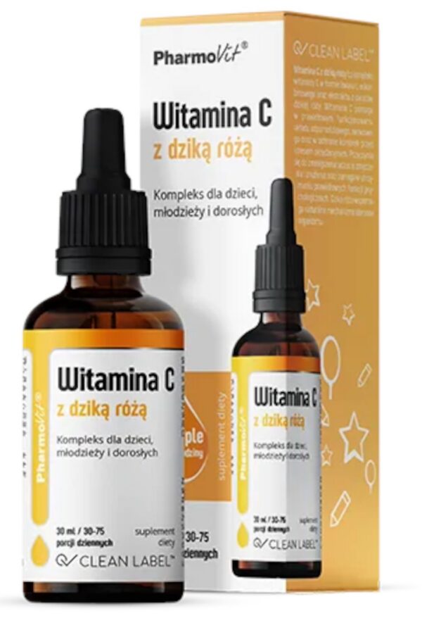 Witamina C z dziką różą bezglutenowa w kroplach 30 ml — Pharmovit