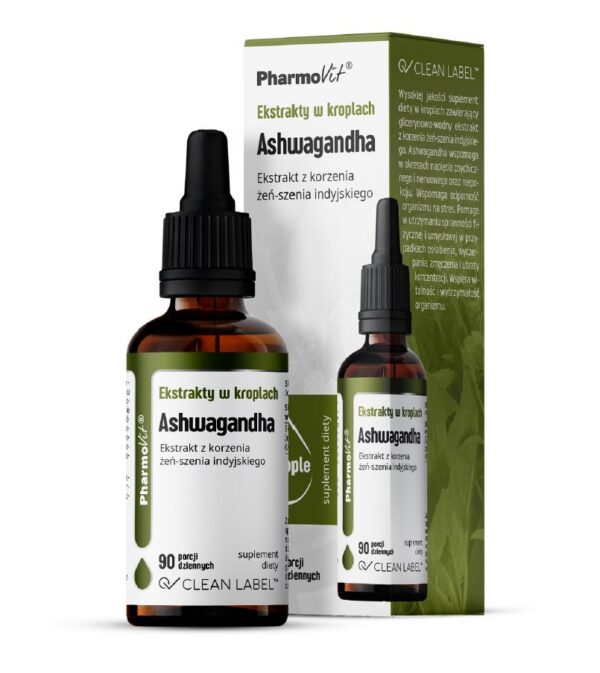 Ekstrakty w kroplach ashwagandha bezglutenowe 30 ml — Pharmovit
