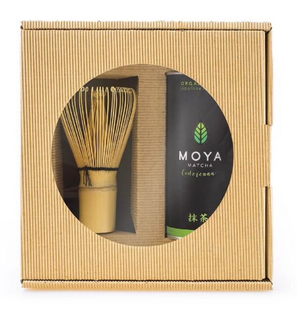 Zestaw herbata zielona matcha Codzienna japońska BIO 30 g & miotełka bambusowa chasen — Moya Matcha