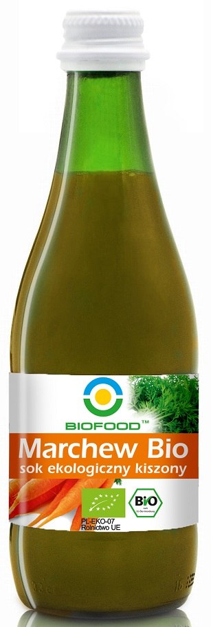 Sok z marchwi kiszonej NFC bezglutenowy BIO 300 ml — Biofood