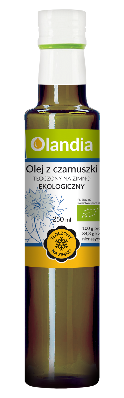 Olej z czarnuszki niefiltrowany tłoczony na zimno BIO 250 ml — Olandia